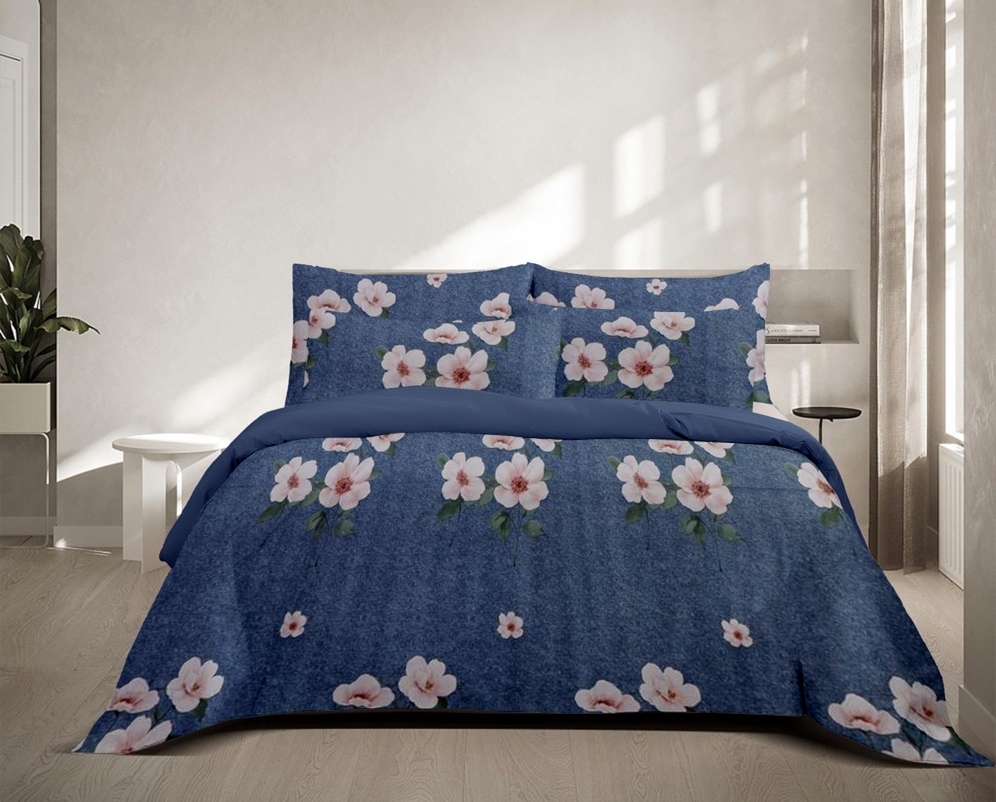 3D Velvet Blue Petals - King