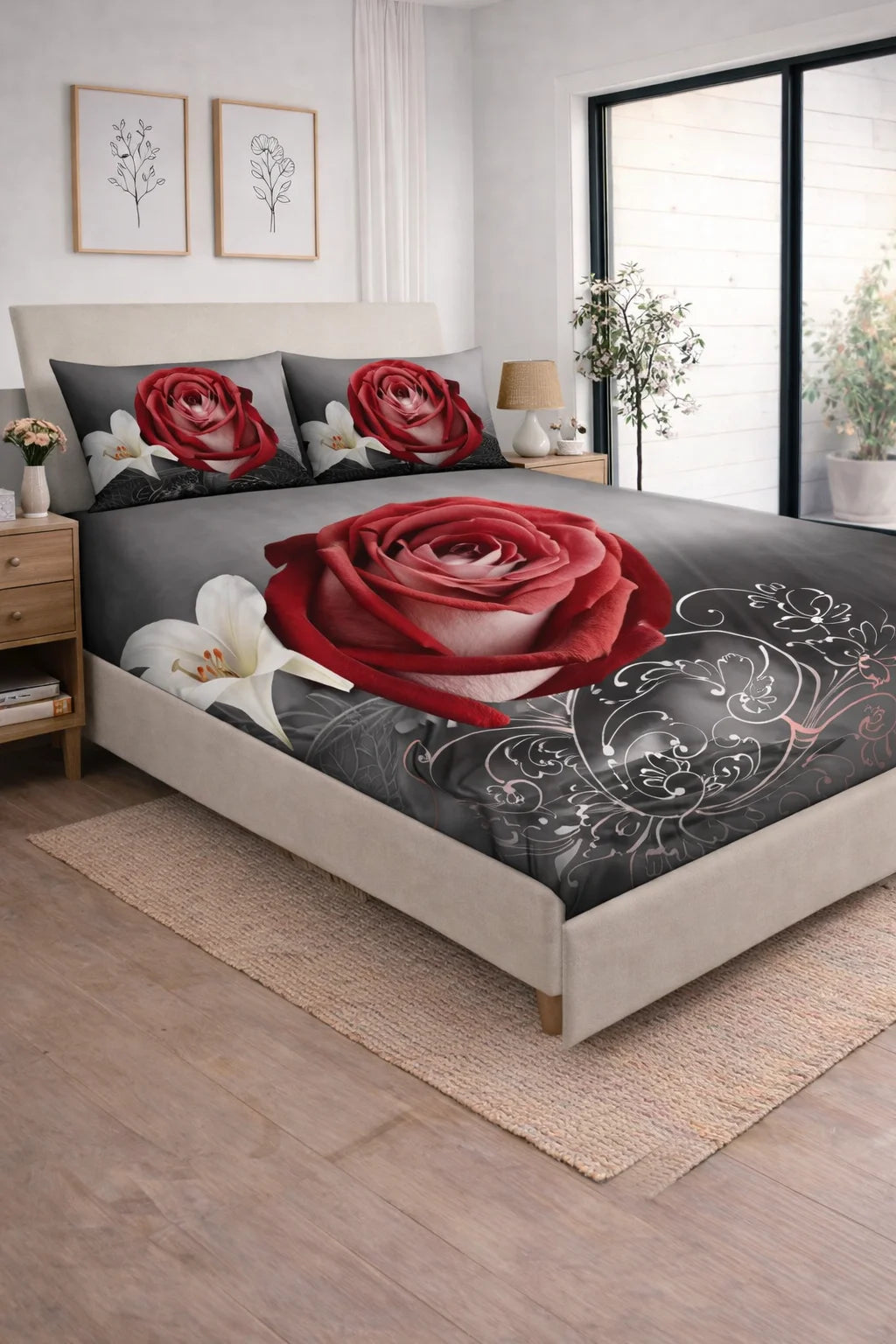 3D Grey Roses - King