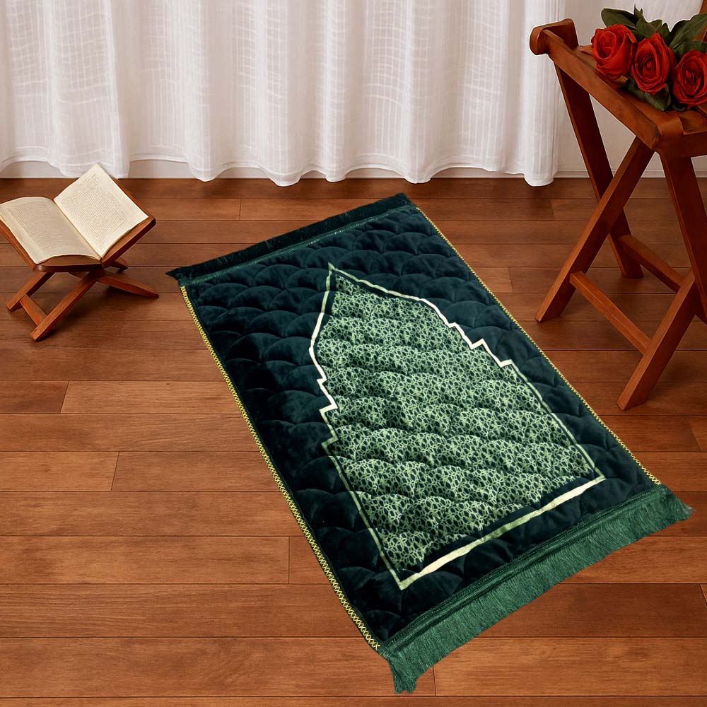 Lite Series Prayer Mat P5-G D.green mosque gumbad