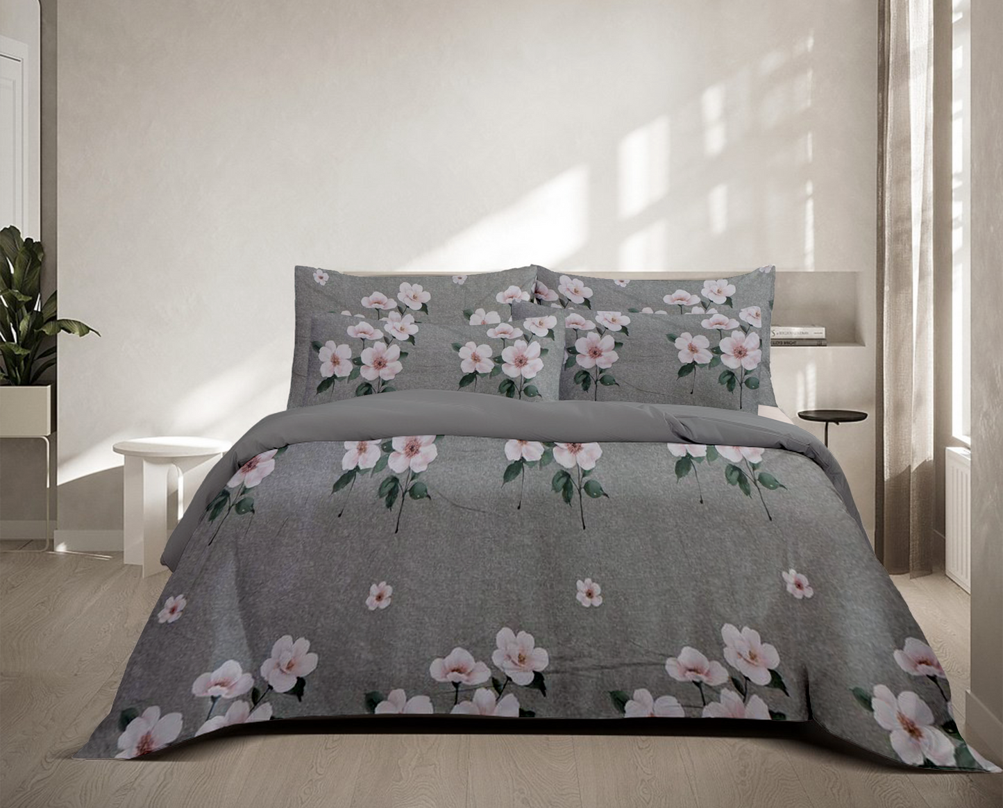 3D Velvet Grey Petals - Double