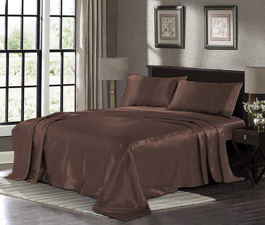 Silk Plain Bedsheet - Coffee