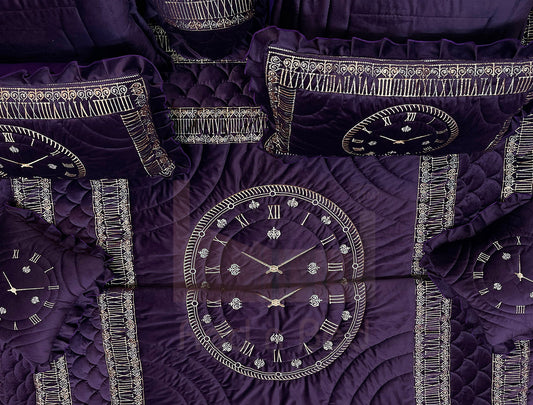 Clock Malai Velvet - Purple