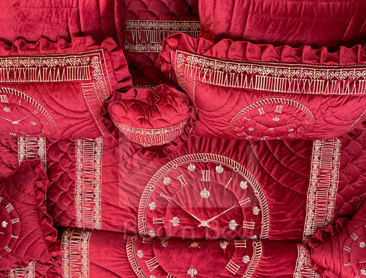 Clock Malai Velvet - Mehroon