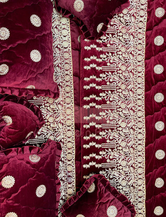 Malai Velvet Embroidered Frill Bridal Set - 002