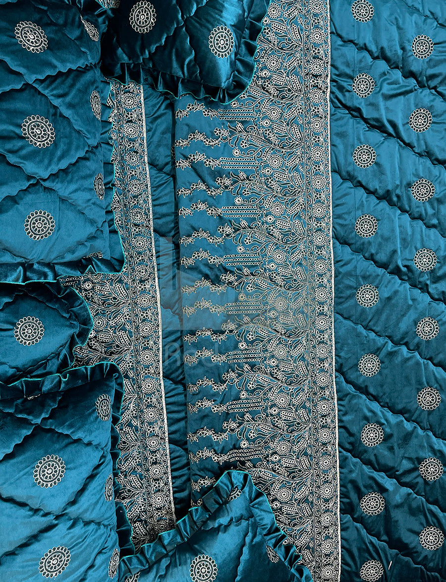 Malai Velvet Embroidered Frill Bridal Set - 004