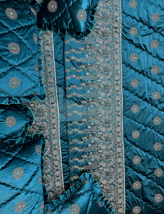 Malai Velvet Embroidered Frill Bridal Set - 004