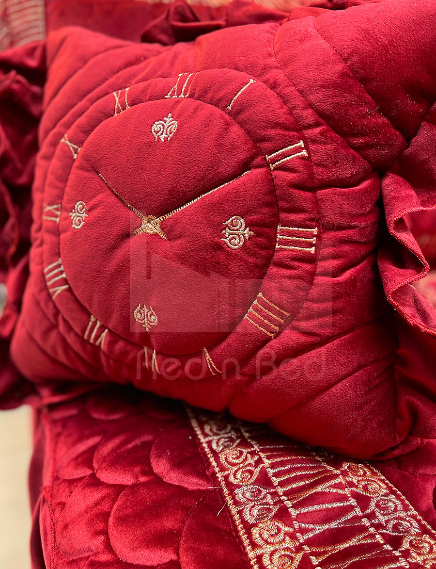 Clock Malai Velvet - Mehroon