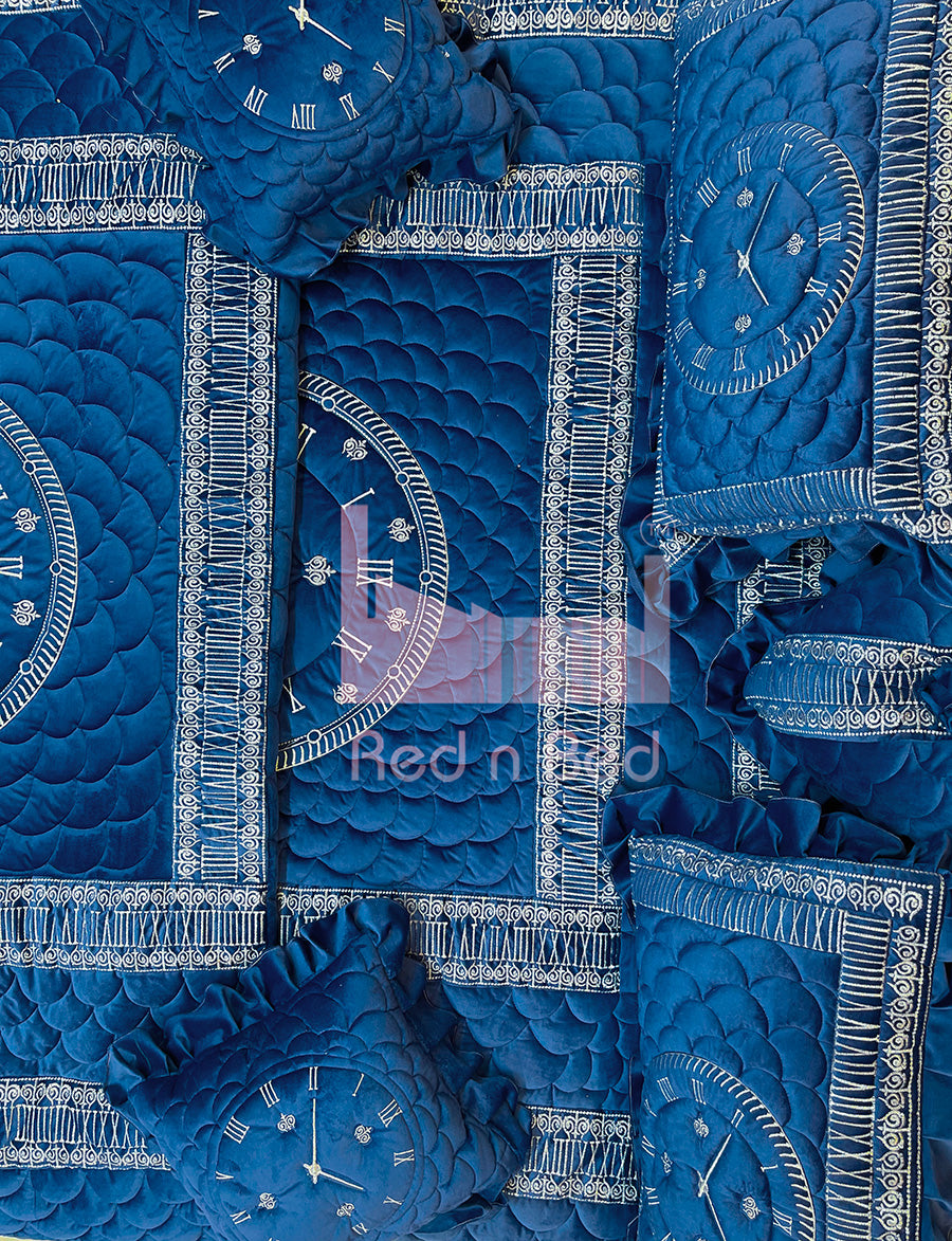 Clock Malai Velvet - Blue