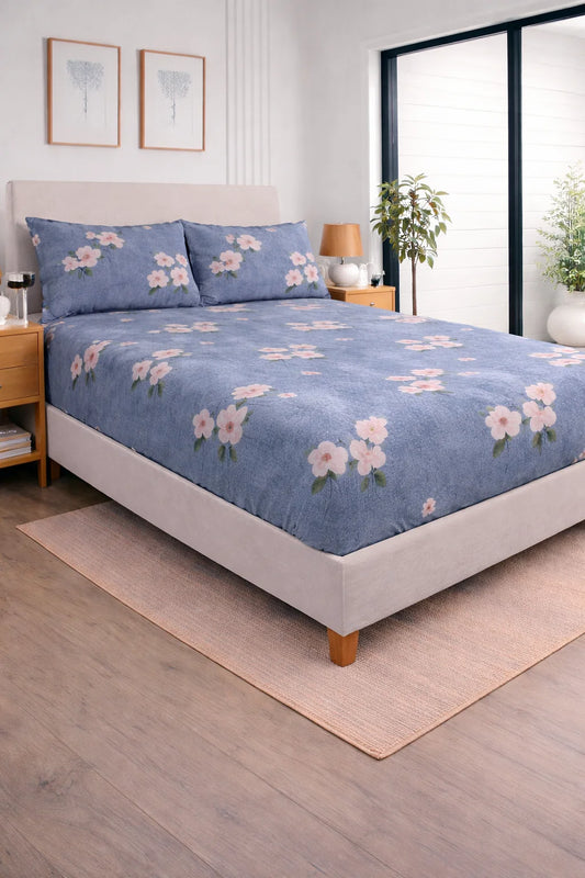 3D Velvet Blue Petals - King
