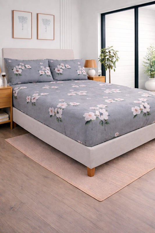 3D Velvet Grey Petals - King