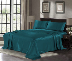 Silk Plain Bedsheet - Aqua Green