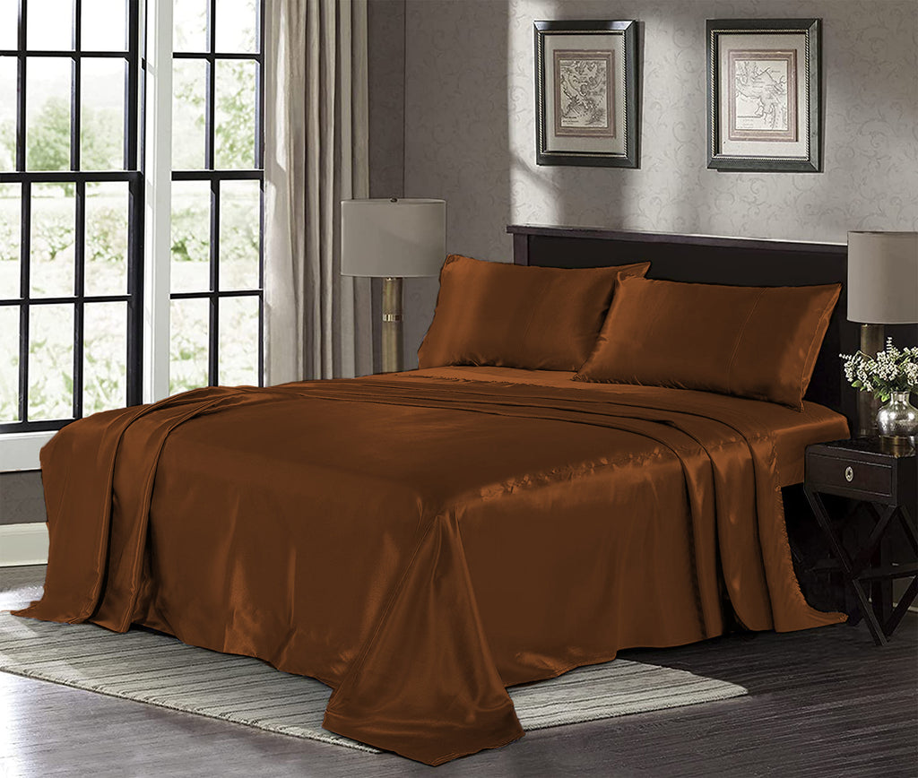 Silk Plain Bedsheet - Copper
