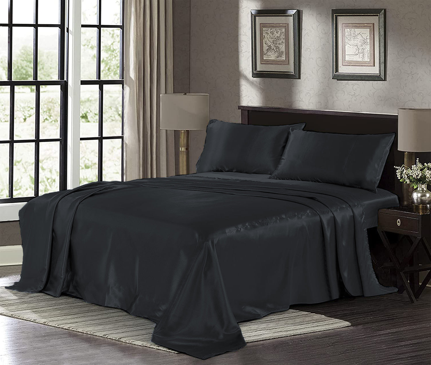Silk Plain Bedsheet - Dark Gray