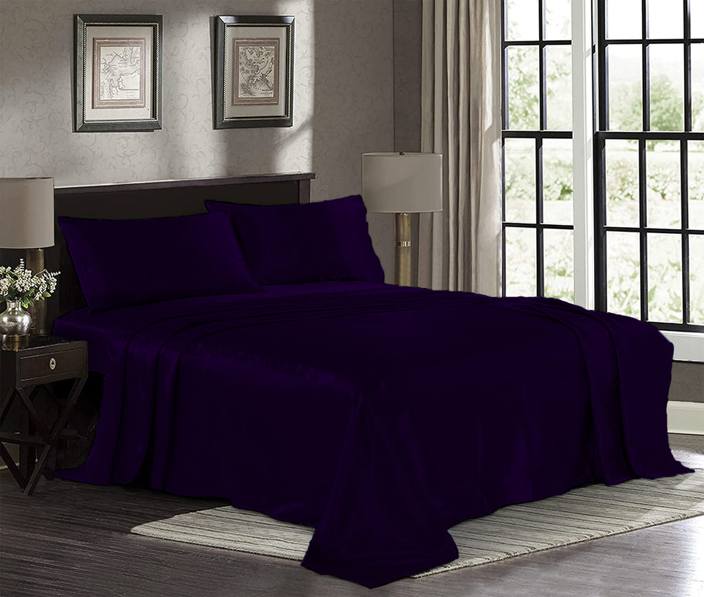 Silk Plain Bedsheet - Purple