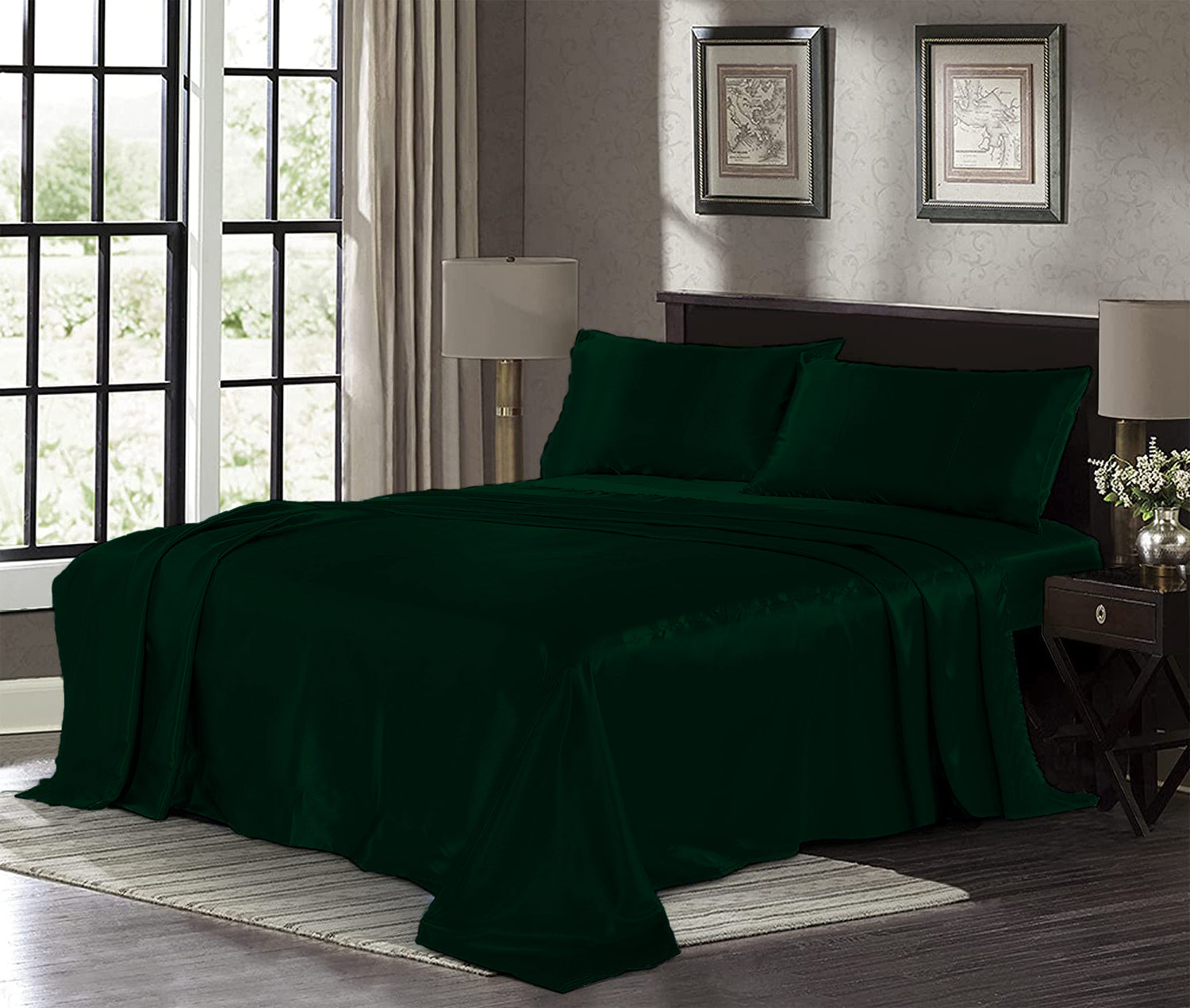 Silk Plain Bedsheet - Green